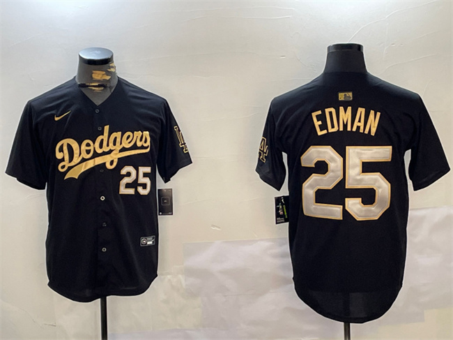Los Angeles Dodgers #25 Tommy Edman Black Gold Limited Stitched Jersey - Zenithce