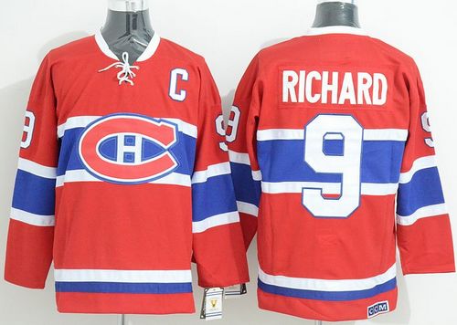 Canadiens #9 Maurice Richard Red CCM Throwback Stitched Jersey - Zenithce