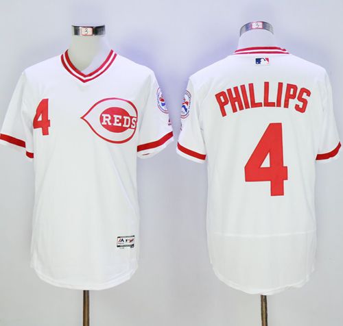 Reds #4 Brandon Phillips White Flexbase Authentic Collection Cooperstown Stitched Jersey - Zenithce