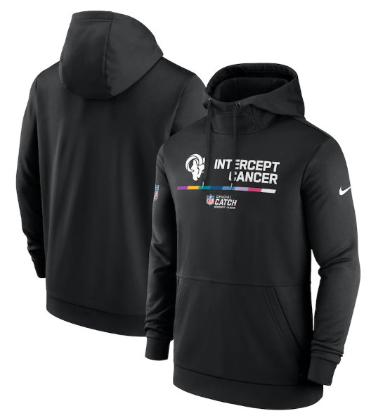 Los Angeles Rams Black 2022 Crucial Catch Therma Performance Pullover Hoodie - Zenithce