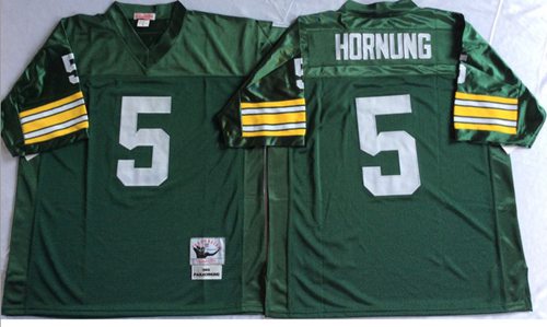 Mitchell And Ness 1966 Packers #5 Paul Hornung Green Throwback Stitched Jersey - Zenithce
