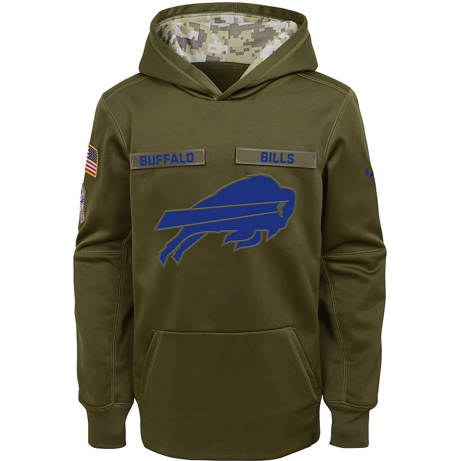 Youth Buffalo Bills Olive Salute To Service Pullover Performance NFL Hoodie - Zenithce