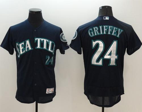 Mariners #24 Ken Griffey Navy Blue Flexbase Authentic Collection Stitched Jersey - Zenithce