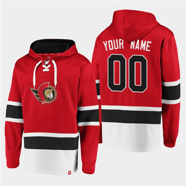 Ottawa Senators Custom Red Ageless Must-Have Lace-Up Pullover Hoodie - Zenithce