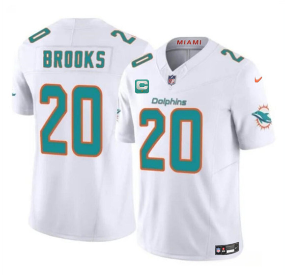 Miami Dolphins #20 Jordyn Brooks White 2025 F.U.S.E. With 1-Star C Patch Vapor Limited Stitched Jersey - Zenithce