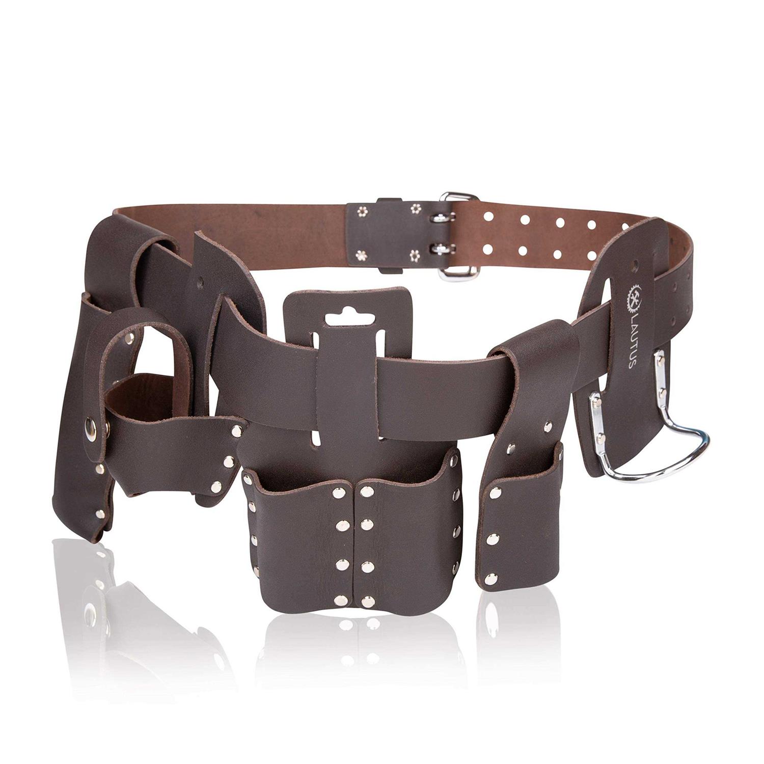Lautus Oiled Tanned Rig Tool Belt/Pouch/Bag, Carpenter, Construction, Framers, Handyman, Electrician - Zenithce