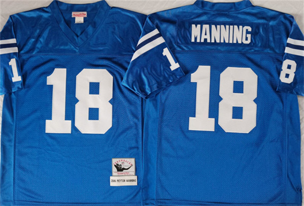 Indianapolis Colts #18 Peyton Manning Blue Throwback Stitched Jersey - Zenithce