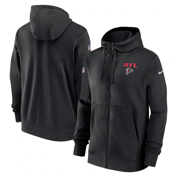 Atlanta Falcons Black Sideline Club Performance Full-Zip Hoodie - Zenithce