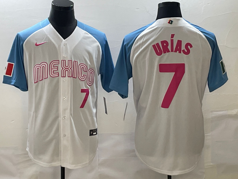Mexico #7 Julio Urías 2023 White Blue World Classic Stitched Jersey - Zenithce