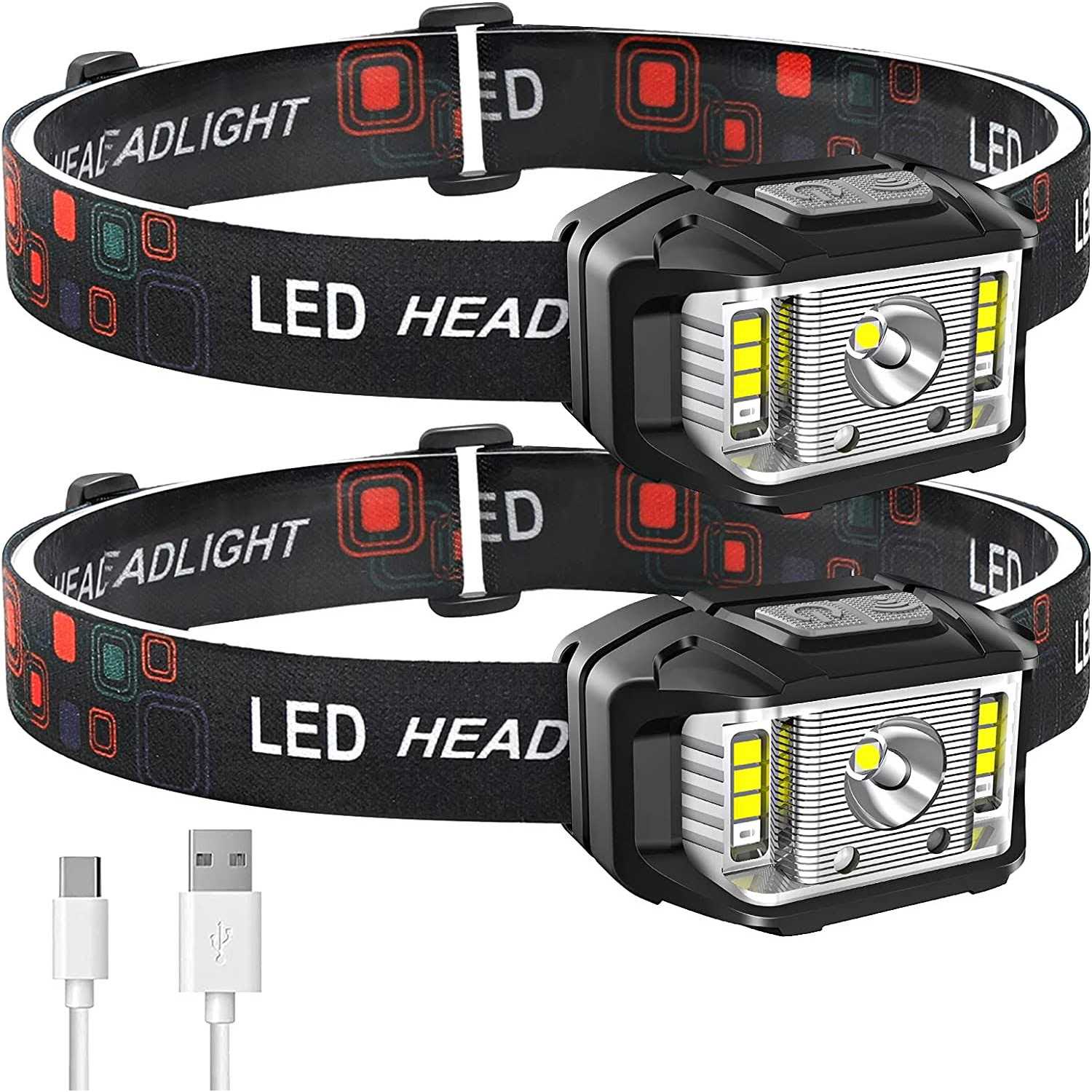 Headlamp Rechargeable,JNDFOFC 1200 Lumen Super Bright Motion Sensor LED Head Lamp flashlight - Zenithce