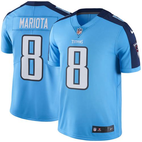 Titans #8 Marcus Mariota Light Blue Stitched Limited Rush Nike Jersey - Zenithce