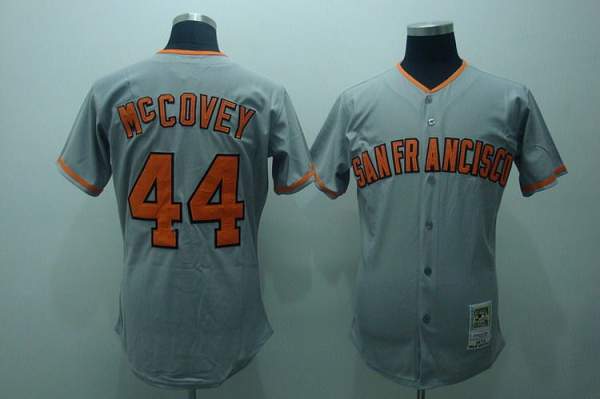 Mitchell And Ness Giants #44 McCovey Stitched Grey Throwback Jersey - Zenithce
