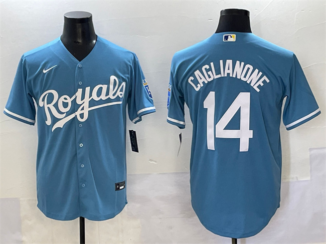 Kansas City Royals #14 Jac Caglianone Light Blue Cool Base Stitched Jersey - Zenithce