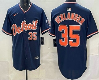 Detroit Tigers #35 Justin Verlander Navy Limited Jersey - Zenithce