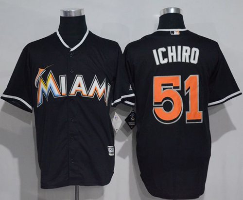 Marlins #51 Ichiro Suzuki Black New Cool Base Stitched Jersey - Zenithce