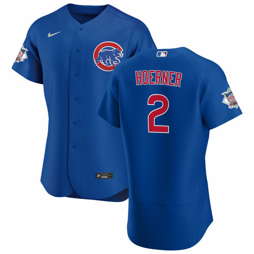 Chicago Cubs #2 Nico Hoerner Blue Flex Base Stitched Jersey - Zenithce