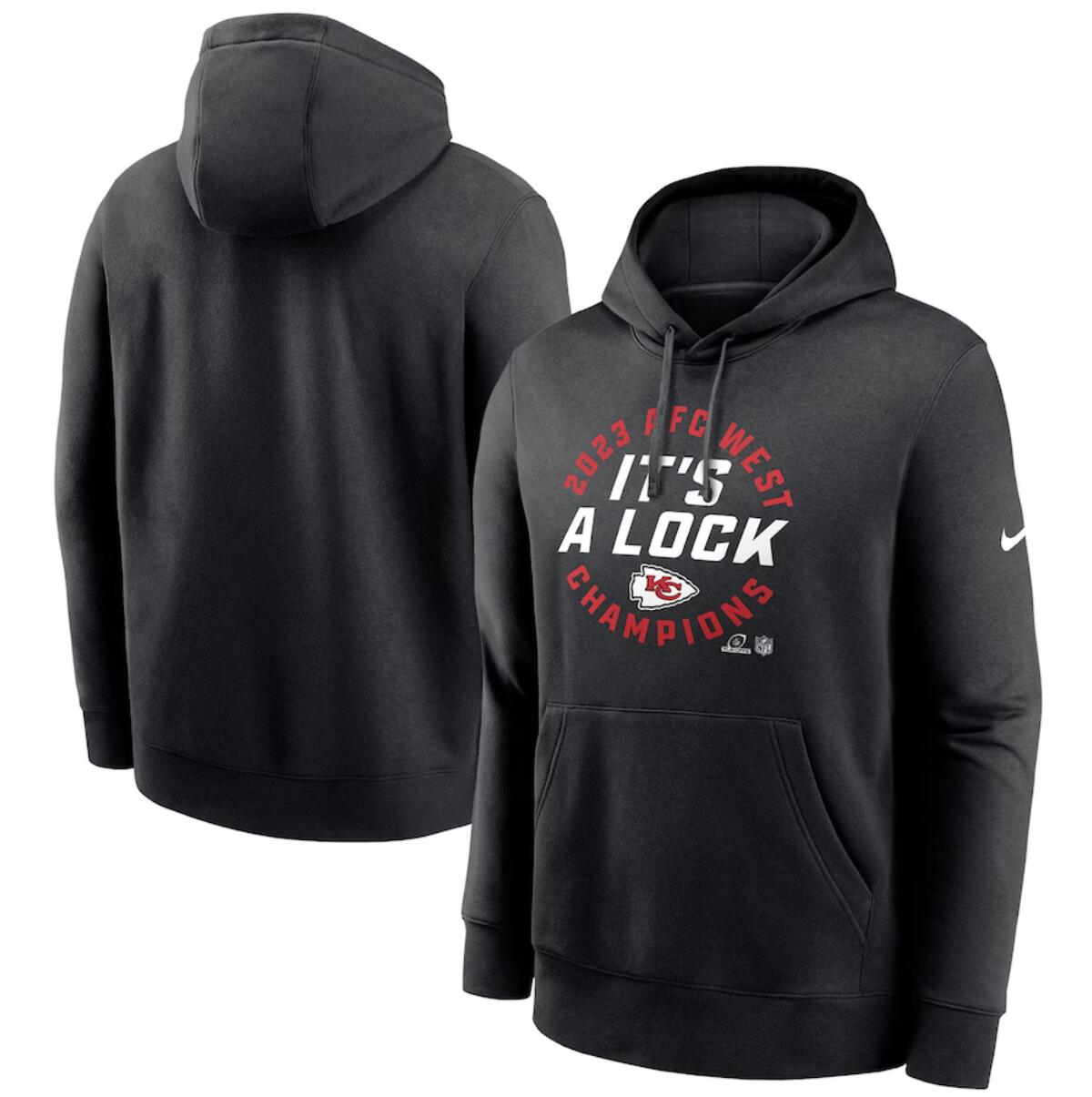 Kansas City Chiefs Black 2023 AFC West Division Champions Locker Room Trophy Collection Pullover Hoodie - Zenithce