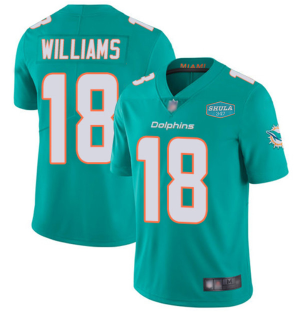 Miami Dolphins #18 Preston Williams Aqua With 347 Shula Patch 2020 Vapor Untouchable Limited Stitched Jersey - Zenithce