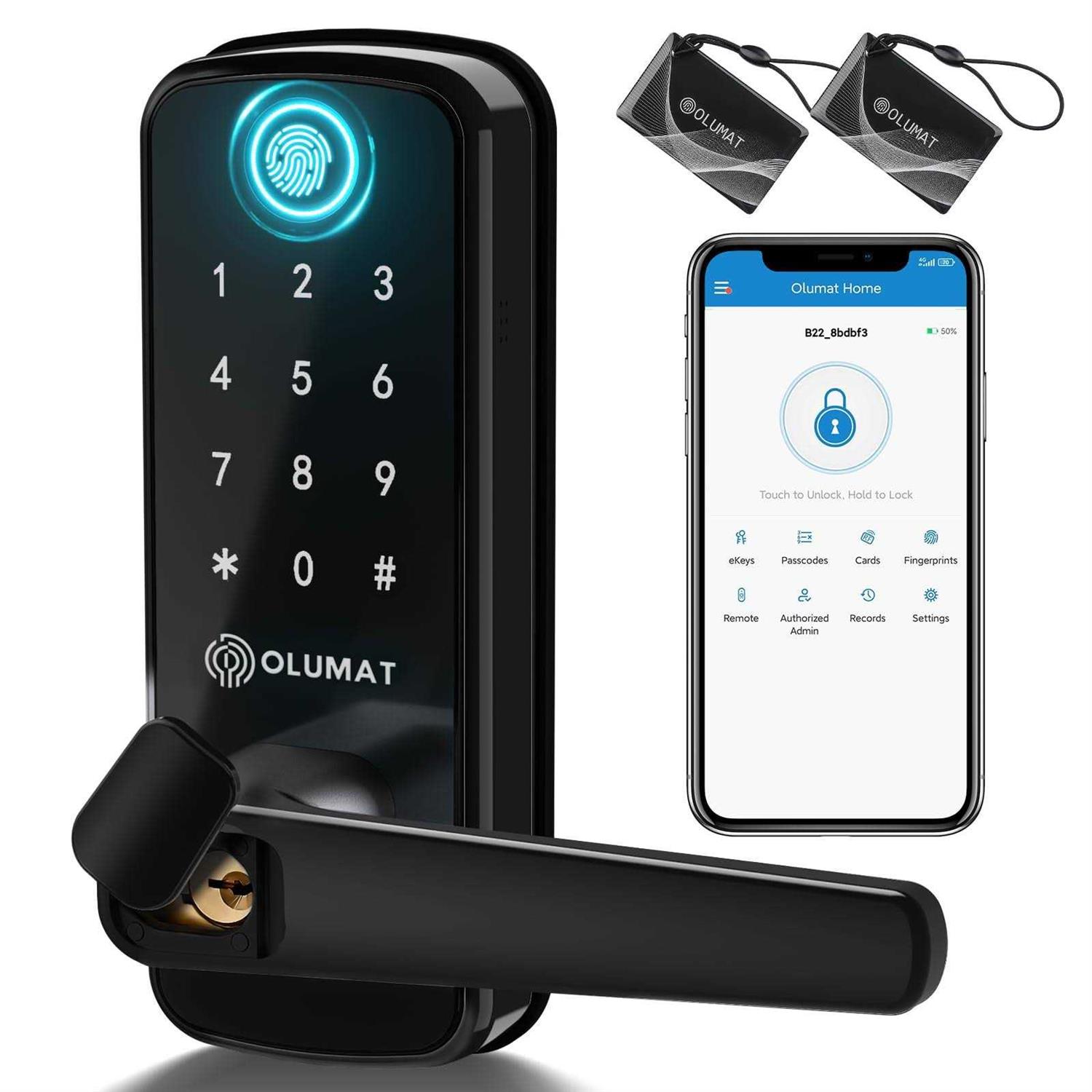 OLUMAT smart door lock OLUMAT keyless entry door lock fingerprint door lock with keypad digital door lock with handle for home - Zenithce
