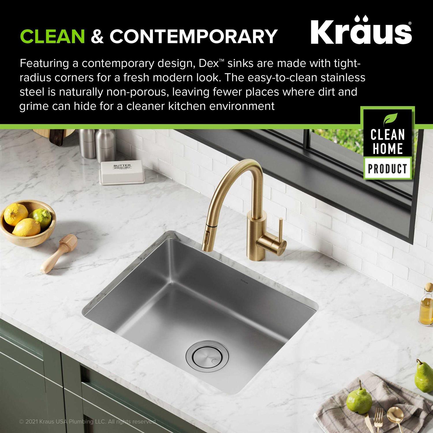 Kraus Dex 17 Undermount 16 Gauge Stainless Steel Single Bowl Kitchen Sink KA1US17B - Zenithce