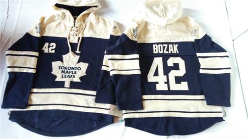 Maple Leafs #42 Tyler Bozak Blue Sawyer Hooded Sweatshirt Stitched Jersey - Zenithce