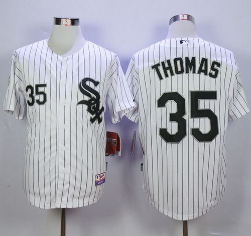 White Sox #35 Frank Thomas White(Black Strip) Cool Base Stitched Jersey - Zenithce