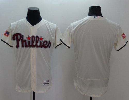 Phillies Blank Cream Fashion Stars Stripes Flexbase Authentic Stitched Jersey - Zenithce