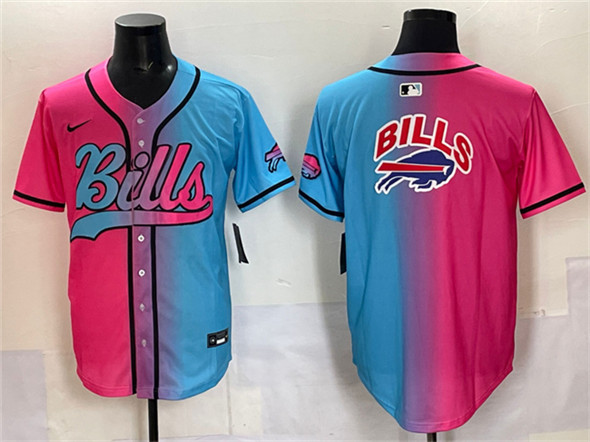 Buffalo Bills Team Big Logo Pink Blue Limited Stitched Jersey - Zenithce