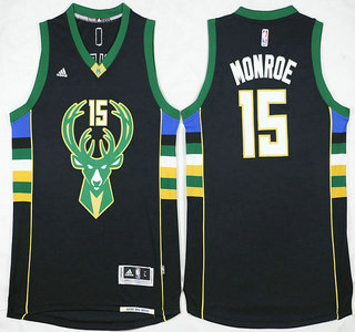 Milwaukee Bucks #15 Greg Monroe Revolution 30 Swingman 2015-16 Black Jersey - Zenithce