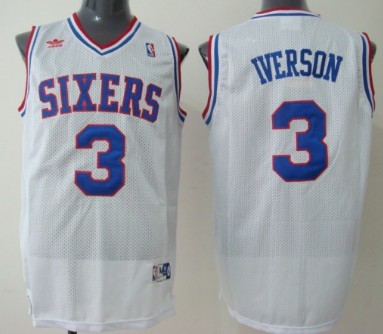 Philadelphia Sixers #3 Allen Iverson White Swingman Throwback Jersey - Zenithce