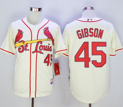 Cardinals #45 Bob Gibson Cream Cool Base Stitched Jersey - Zenithce