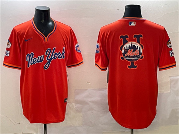 New York Mets Team Big Logo Orange 2025 Spring Training Stitched Jersey - Zenithce