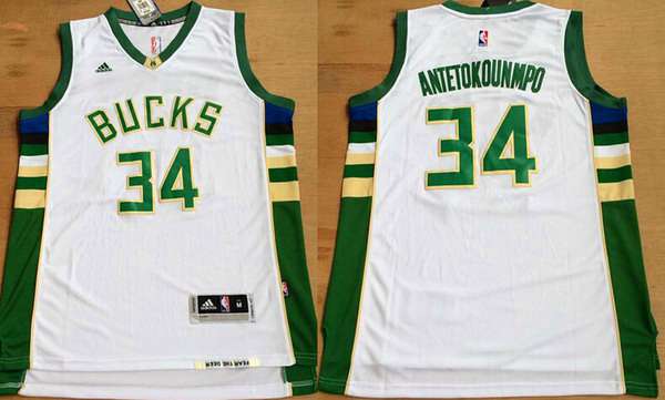 Milwaukee Bucks #34 Giannis Antetokounmpo Revolution 30 Swingman 2015 New White Jersey - Zenithce