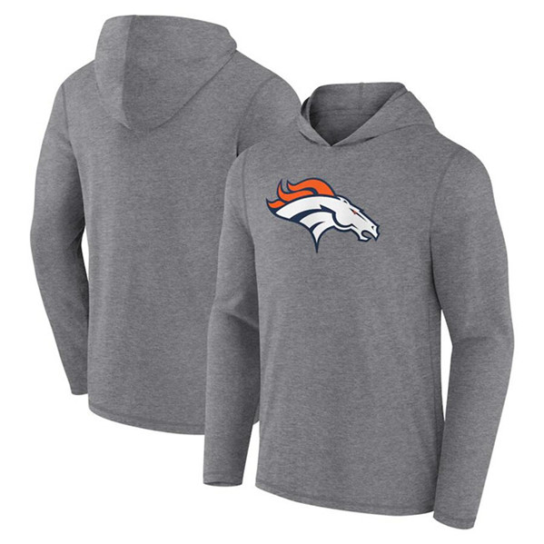 Denver Broncos Heather Gray Primary Logo Long Sleeve Hoodie - Zenithce