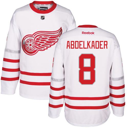 Red Wings #8 Justin Abdelkader White Centennial Classic Stitched Jersey - Zenithce