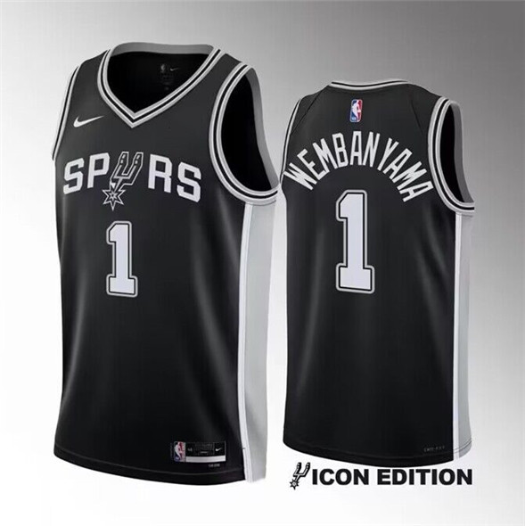 San Antonio Spurs #1 Victor Wembanyama Black 2022-23 Icon Edition Stitched Jerseys - Zenithce