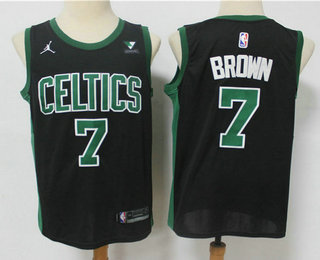 Boston Celtics #7 Jaylen Brown Black 2021 Brand Jordan Swingman Stitched Jersey With NEW Sponsor Logo - Zenithce