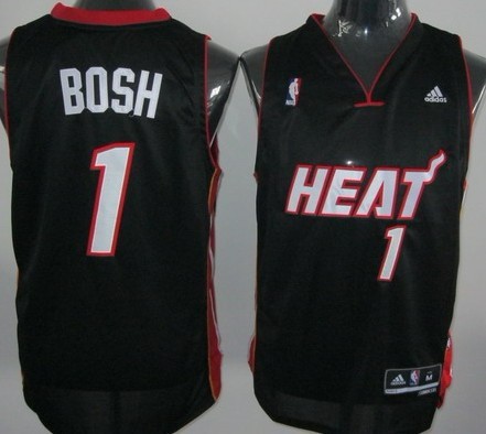 Miami Heat #1 Chris Bosh Revolution 30 Swingman Black Jersey - Zenithce