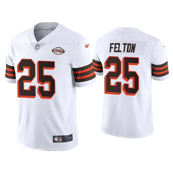 Cleveland Browns #25 Demetric Felton White 1946 Collection Vapor Stitched Football Jersey - Zenithce