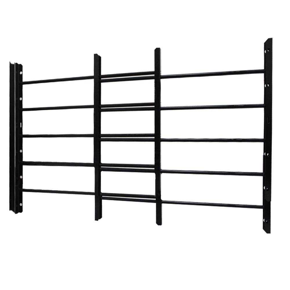Unique Home Designs 6-Bar Adjustable 23-1/4 in. to 42-1/2 in. Horizontal Hinged Black Window Security Guard - Zenithce
