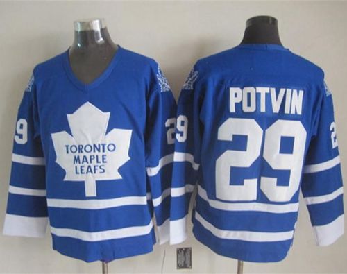 Maple Leafs #29 Felix Potvin Blue CCM Throwback Stitched Jersey - Zenithce