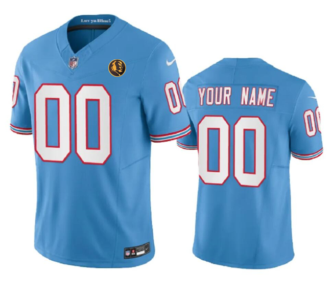 Tennessee Titans Custom Blue 2023 F.U.S.E. Throwback With John Madden Patch Vapor Limited Stitched Jersey - Zenithce