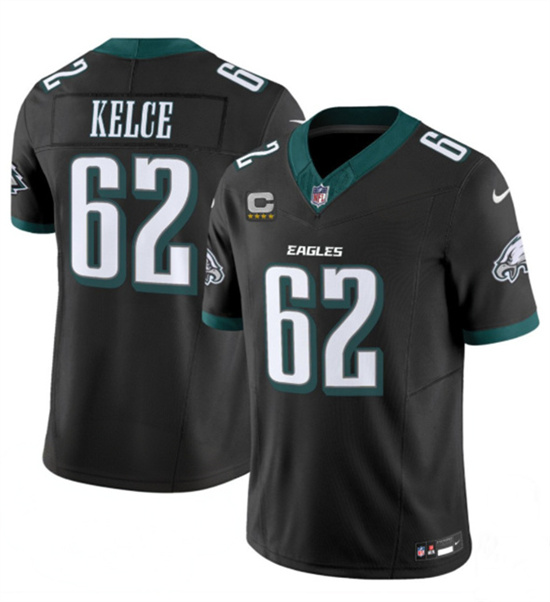 Philadelphia Eagles #62 Jason Kelce Black 2024 New With 4-Star C Patch F.U.S.E. Vapor Untouchable Limited Jersey - Zenithce