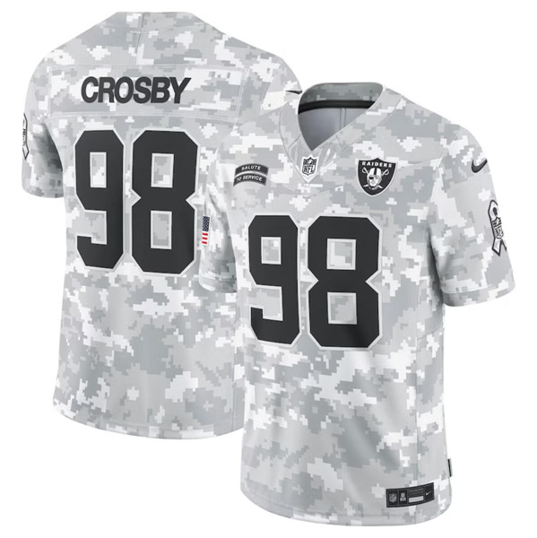 Las Vegas Raiders #98 Maxx Crosby Arctic Camo 2024 F.U.S.E. Salute To Service Limited Stitched Jersey - Zenithce