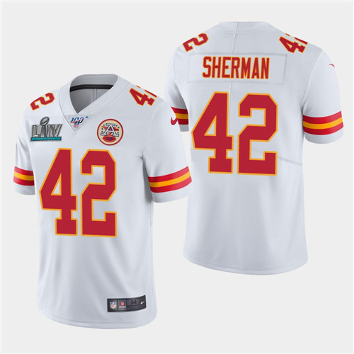 Chiefs #42 Anthony Sherman White Super Bowl LIV Vapor Untouchable Limited Stitched Jersey - Zenithce
