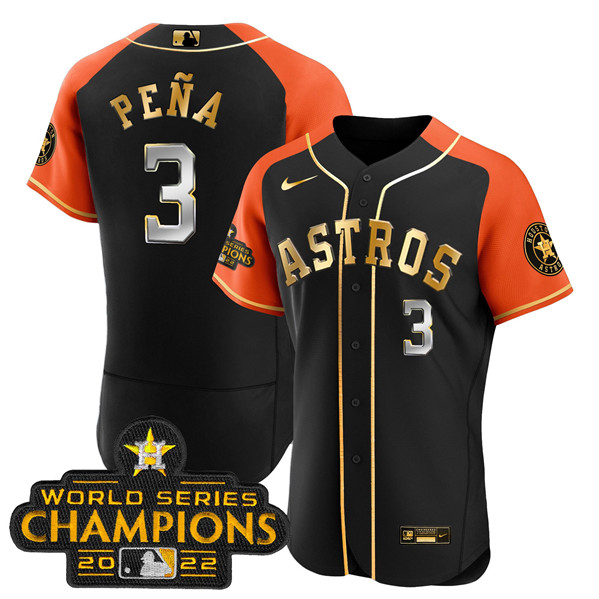 Houston Astros #3 Jeremy PeNa 2023 Black Gold V2 Alternate Flex Base Stitched Jersey - Zenithce