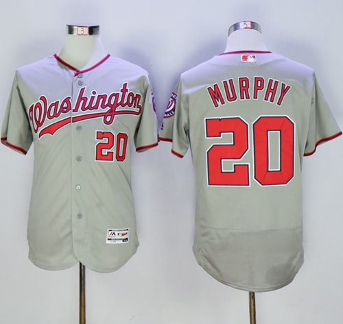 Nationals #20 Daniel Murphy Grey Flexbase Authentic Collection Stitched Jersey - Zenithce