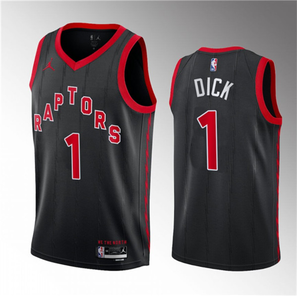 Toronto Raptors #1 Gradey Dick Black 2023 Draft Statement Edition Stitched Jersey - Zenithce