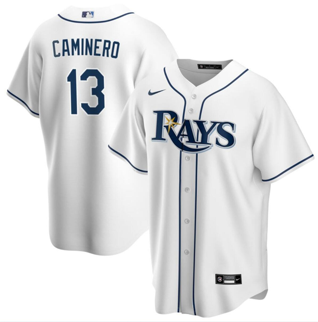 Tampa Bay Rays #13 Junior Caminero White Cool Base Stitched Jersey - Zenithce
