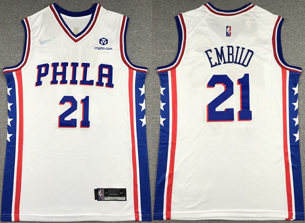 Philadelphia 76ers #21 Joel Embiid White 75th Anniversary Association Edition Swingman Stitched Jersey - Zenithce